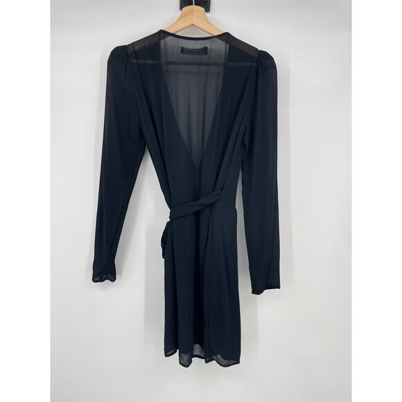 Reformation | Brooke Dress Black Long Sleeve Mini Wrap Dress XS - Picture 3 of 11